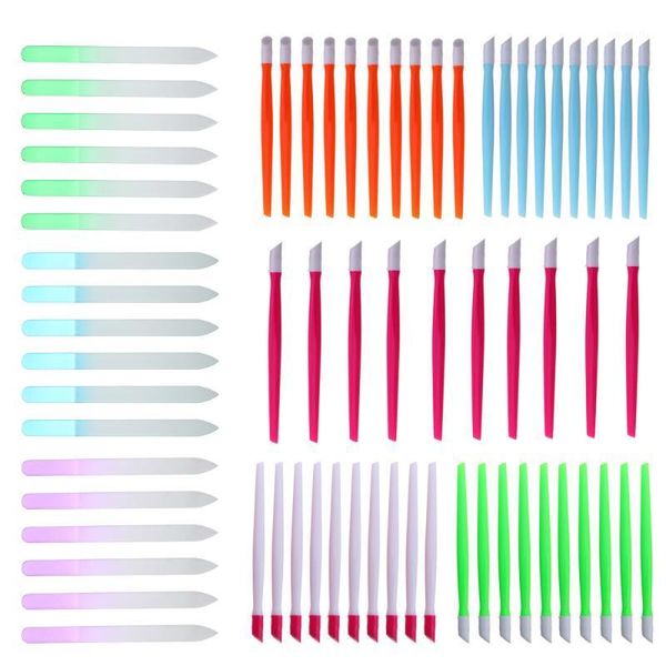 

68pcs nail pusher cleaner files set rainbow color double side files1