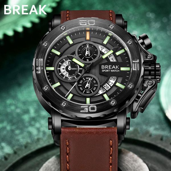 

wristwatches break men watch 5690, Slivery;brown