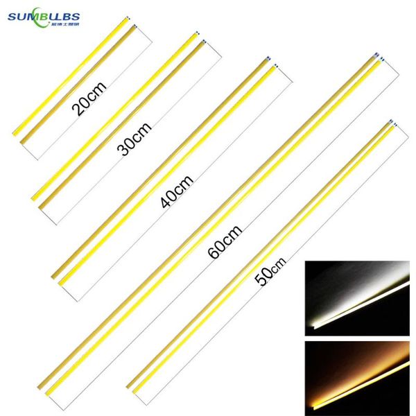 

bulbs 10pcs 6mm dimmable cob led light strip 12v dc lamp 20cm 30cm 40cm 50cm 60cm bendable bar lights for diy car lighting