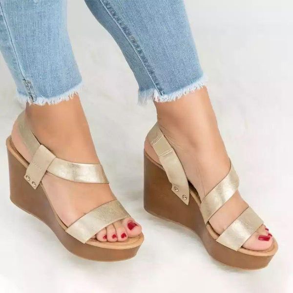 

dress shoes casual all-match sandals women 2021 summer fish mouth slope with women's thick-soled comfortable, Black