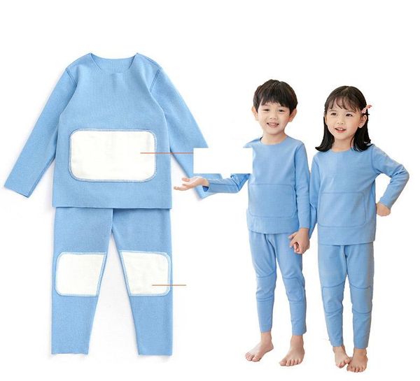 

pajamas 1-12 yrs girls boys autumn long sleeve thermal underwear children's seamless clothing sleepwear cotton pyjamas sets, Blue;red