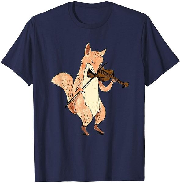 

fox playing violin t-shirt cute music mother's day t-shirt size s-5xl, White;black
