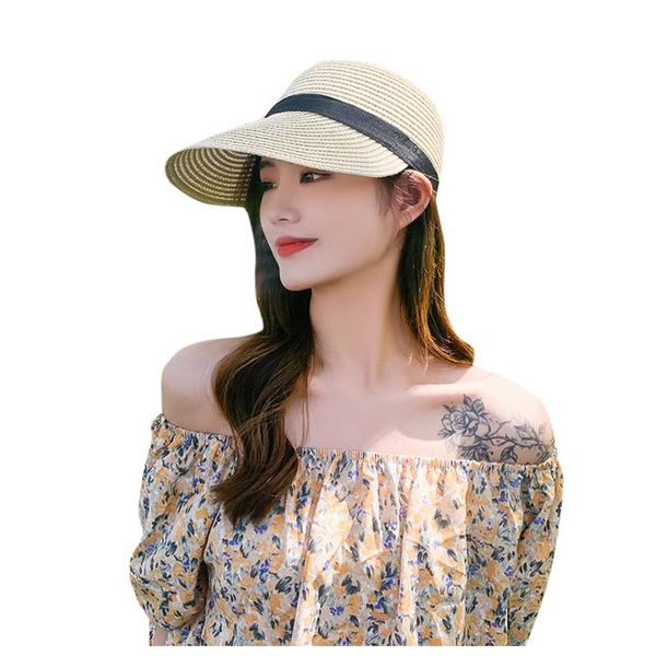 

wide brim hats women's sunshade outdoor sport summer sunscreen dome beach hat uv protection sun visor for women, Blue;gray