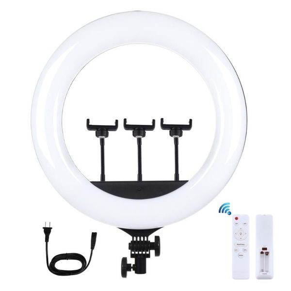 

inch 46cm curved usb 3 modes dimmable white light led ring vlogging pography video lights with remote control flash heads