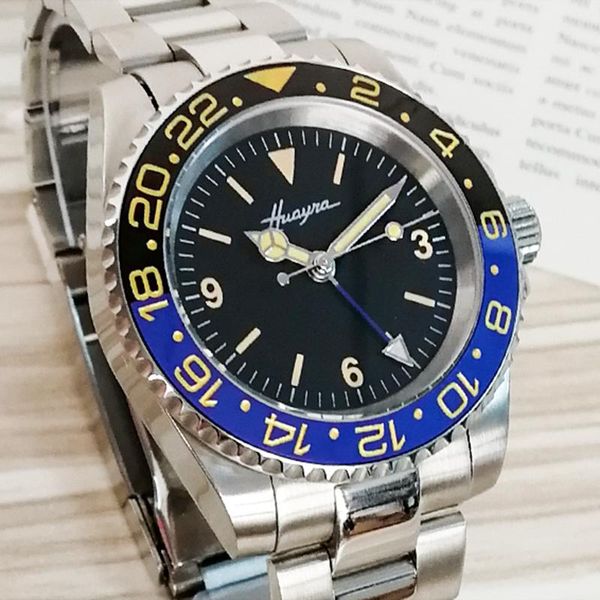 

wristwatches 40mm men's automatic luxury gmt ceramic ring waterproof stainless steel sapphire glass no magnifying luminous black dial, Slivery;brown