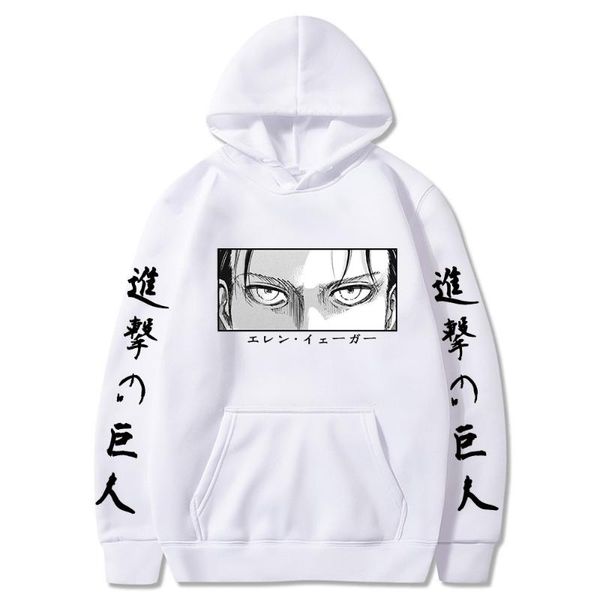 

men's hoodies & sweatshirts funny japan anime attack on titan men hooded sweatshirt harajuku manga eren jÃ¤ger oversize itself pullove, Black