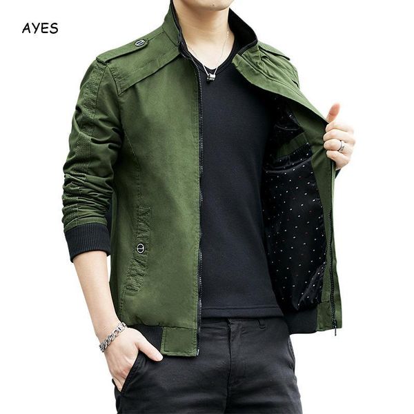 

men's jackets mens spring autumn casual coats solid streeetwear stand collar slim male zipped plus size bomber, Black;brown