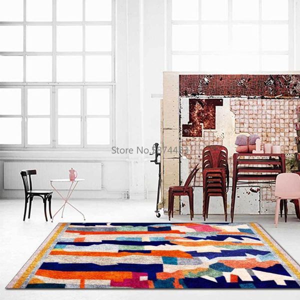 

american ethnic style irregular geometric multicolor color abstract stripes living room bedroom bedside carpet carpets