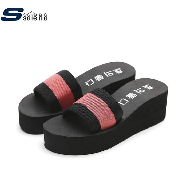 

women sandals summer female wedges shoes comfortable muffins with slippers for girls b2788, Black