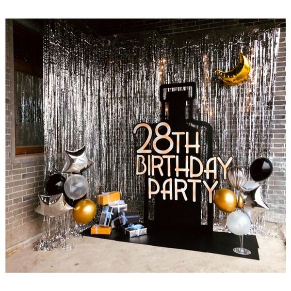 

party decoration backdrop wedding 2m 3m gold tinsel curtain po curtains birthday