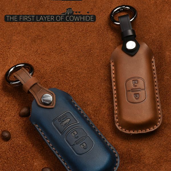 

leather car case cover for 2 3 6 axela atenza cx-5 cx5 cx-7 cx-9 2014~17 auto key shell