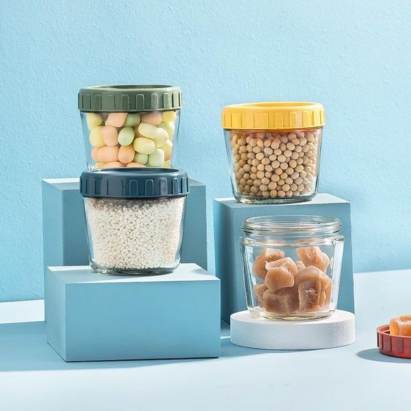 

storage bottles & jars 2pcs/pack glass airtight tank stackable whole grains yogurt cup complementary container