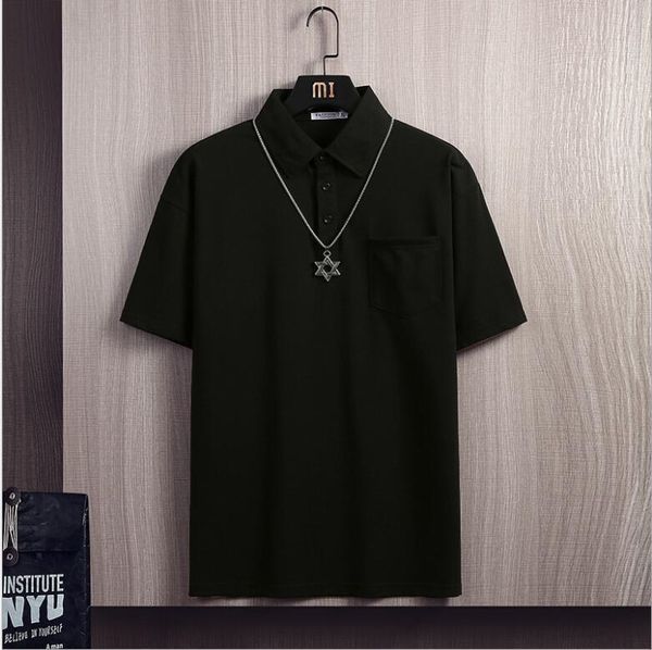 

men's polos 2021 shirt cotton short sleeve slim breathable clothes, White;black