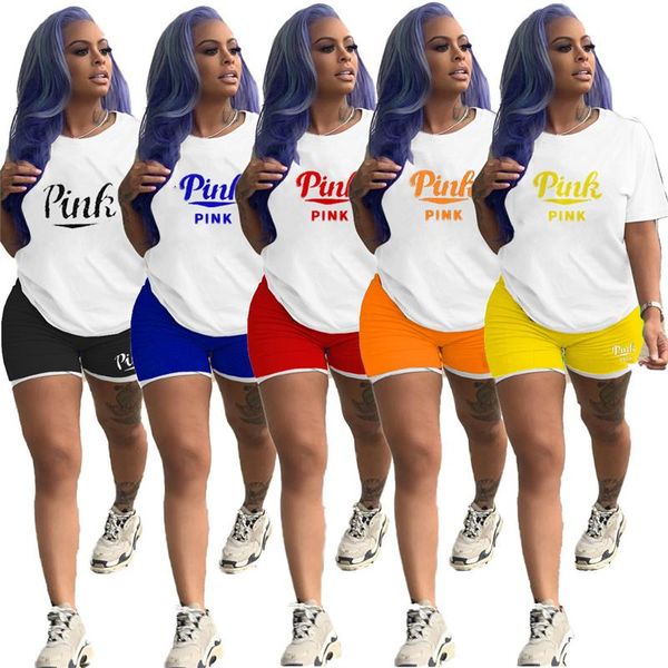 

women's tracksuits simple pure color o neck short sleeve letter print bro and casual lady fashion, Gray