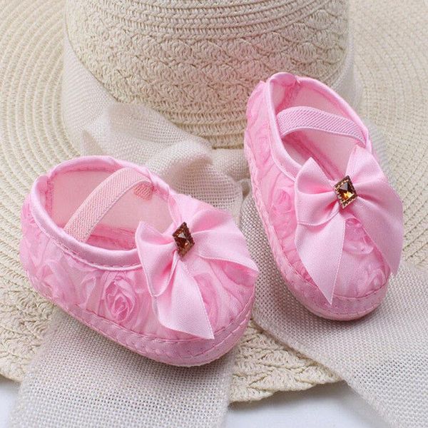 

0-18months born infant baby girl soft crib shoes sole knot first walkers