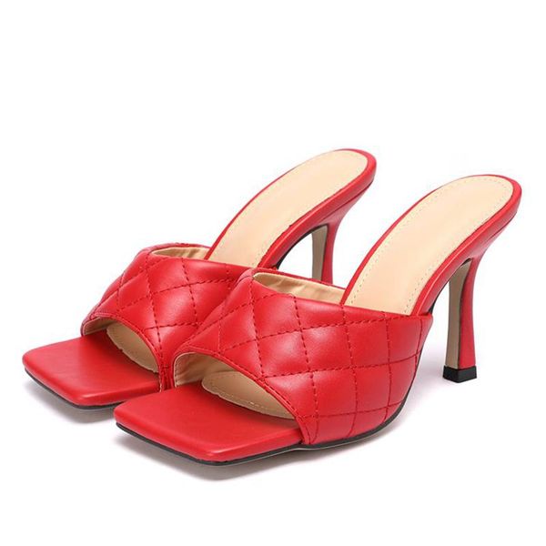 

dress shoes 2021 design slides women 9cm high heels mules fetish summer sandals stiletto slippers prom platform red, Black