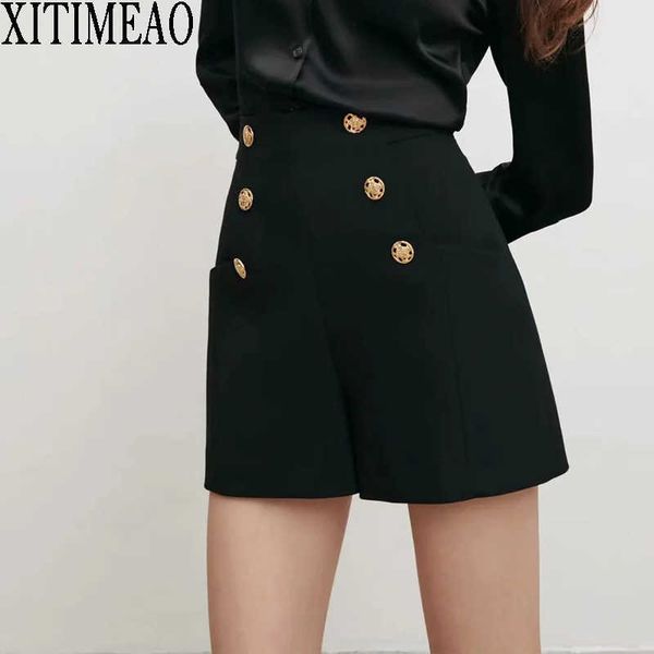 

za spring autumn women shorts simple style short pants hight waist black casual ol xitimeao 210604, White;black