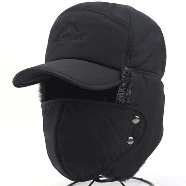 

berets 3in1 winter thermal bomber hats warm faux fur oudoor hat men women ear flap cap trooper trapper ski, Blue;gray
