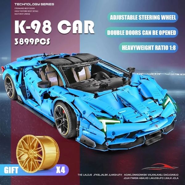 В наличии K98 MOC-39933 100-летний Centenario Hypercar Строительные блоки Techic C61041 Lamborghinis Car Model Bricks Kid Gift