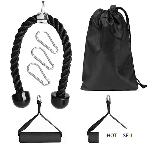 

7pcs training pull down rope exercise handles carabiner clips set 27in triceps push down rope with carry bag for gym home