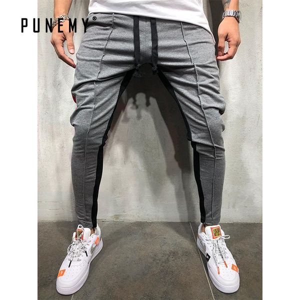 

men pants joggers streetwear sweatpants hip hop side striped drawstring tracksuit bottoms skinny casual trousers track men's, Black