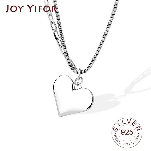 

chains 925 sterling silver necklace ladies elegant heart shape fashion circle jewelry round