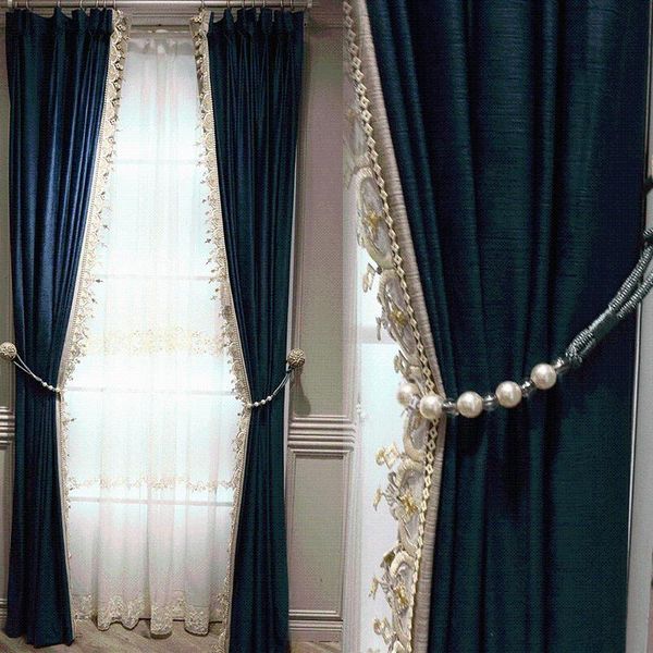 

curtain & drapes modern light luxury simple european velvet cloth embossed elegant living room bedroom blackout inished customization