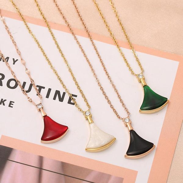 

pendant necklaces cute fan-shaped skirt necklace shell cubic zirconia small for women valentine's day lovers jewelry gifts, Silver