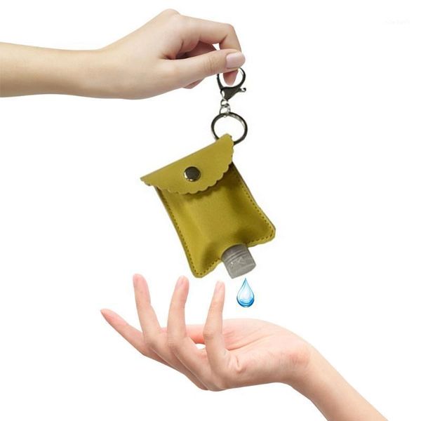 

storage bottles & jars 1set 30ml refillable travel hand sanitizer cosmetic container with keychain holder bottle cover