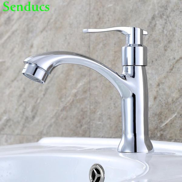 

bathroom sink faucets senducs single cold faucet plished chrome basin deck mounted