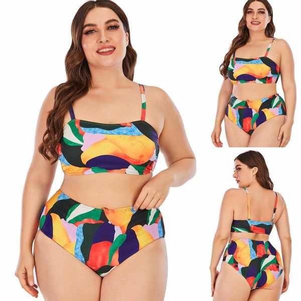 

women's swimwear oversize bohemia bikini set plus size one piece ruched tummy control bathing swimsuits women 2021, White;black