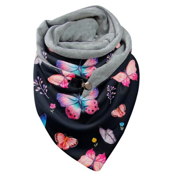 

scarves fashion winter scarf for women butterfly printed button soft wrap casual warm shawls foulard femme neck bandana l3, Blue;gray