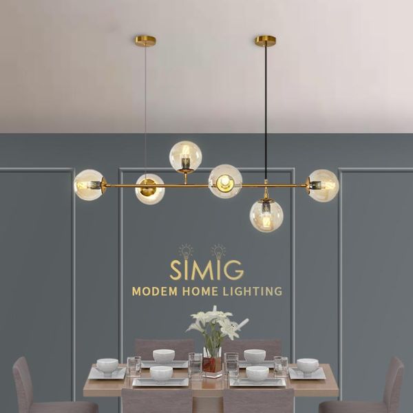 

modern simple dining room lamp creative glass ball chandelier pendant lamps