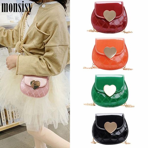 

monsisy 2021 girls purse and handbag for women small wallet fashion heart pu leather shoulder bag kid ladies mini coin bolsa, White