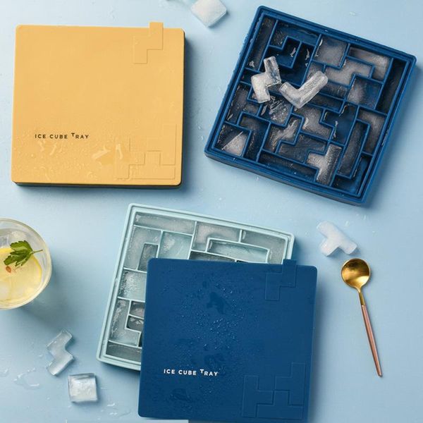 

creative tetris icecube mold trays with removable lids diy silicone ice cream maker home bar party kitchen tool baking moulds