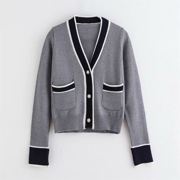 

autumn fashion women pockets cardigans sweet girls singler breasted sweater coats casual female streetwear 210520, White