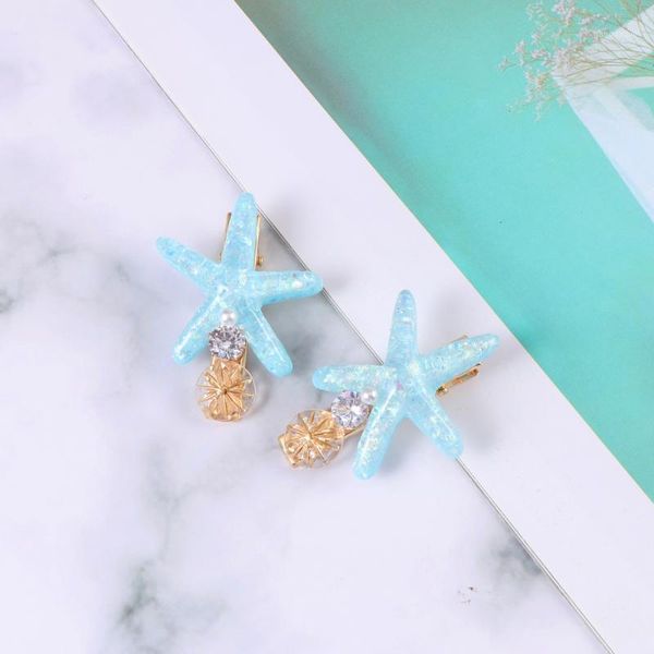 

2pcs pearl hair clip diamond fringe barrettes for lady girl decoration (blue) clips1