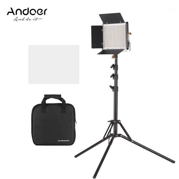 

andoer led video light and 78.7 inches stand kit dimmable 660 bulbs bi-color panel 3200-5600k for studio pography1