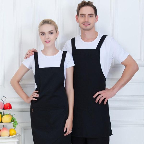 

aprons 2-pack black adjustable bib apron water resistant belt 2 pockets cooking kitchen suitable for women men chefs couples