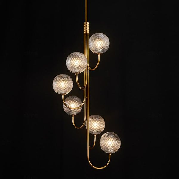 

chandeliers spiral glass ball chandelier staircase duplex house stair droplight villa stairwell hanging lights hall deco