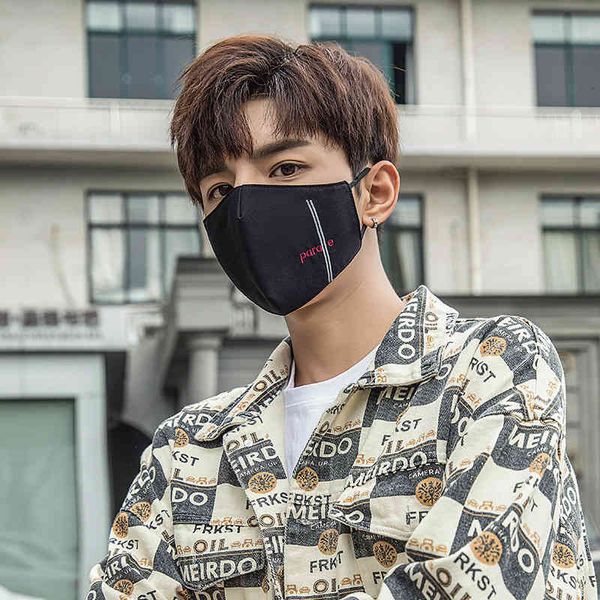 

masks korean fashion printed black breathable universal dust-proof thin warm ear hanging thin four seasons