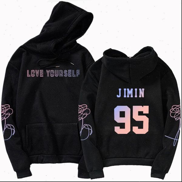 

hoody kpop jimin 97 women sweatshirts love yourself casual harajuku top, Black