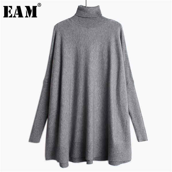 

[eam] oversized knitting sweater loose fit turtleneck long sleeve women pullovers fashion spring autumn 19a-a43 210914, White;black