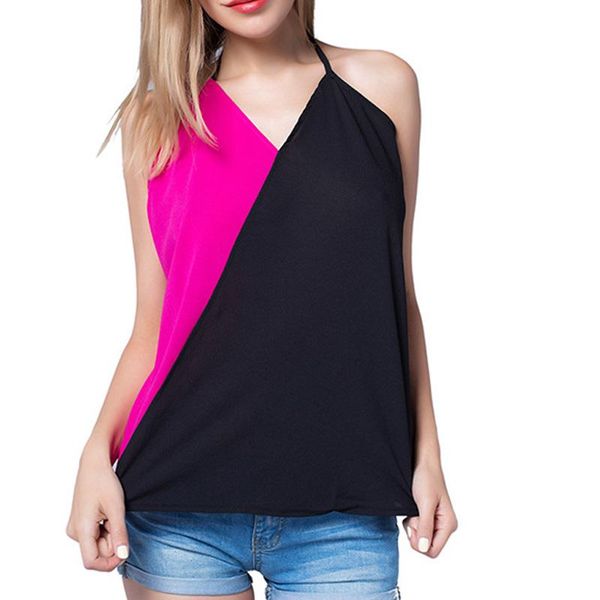 

women's blouses & shirts two color blocks chiffon halter women blusas off shoulder self tie female bluz tunic blackless summer cro, White
