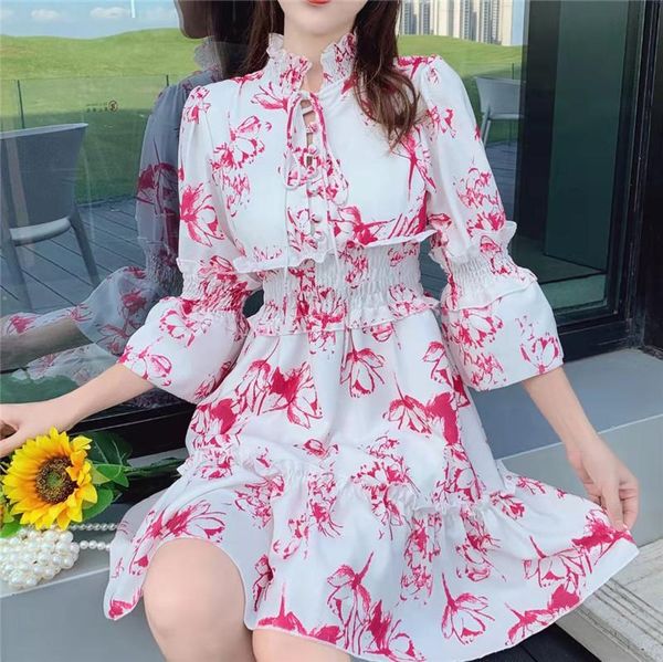 

casual dresses wtianyuw 2021 summer fashion runway dress women's tank gorgeous floral printed vestidos, Black;gray