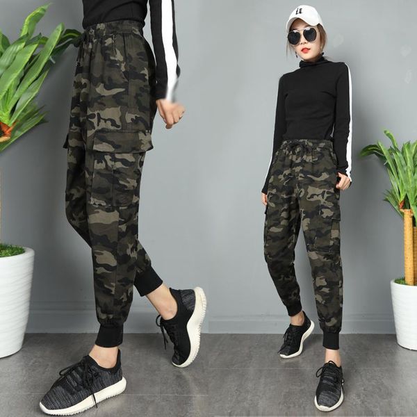 

women's pants & capris 2021 fashion military camouflage women army loose camo trousers street jogger sweatpants, Black;white