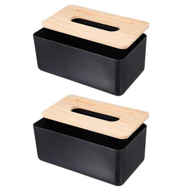 

tissue boxes & napkins 2pcs decorative storage box simple wood lid napkin case decor