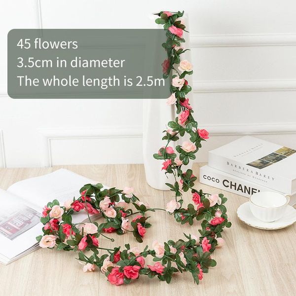 

decorative flowers & wreaths 2.2m artificial rose small peony string decor silk fake garland for wedding home el garden decoration decore