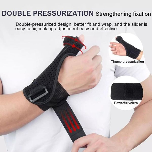 

wrist support thumb brace carpal tunnel elastic adjustable finger stabilizer wrap for tendonitis arthritis, Black;red