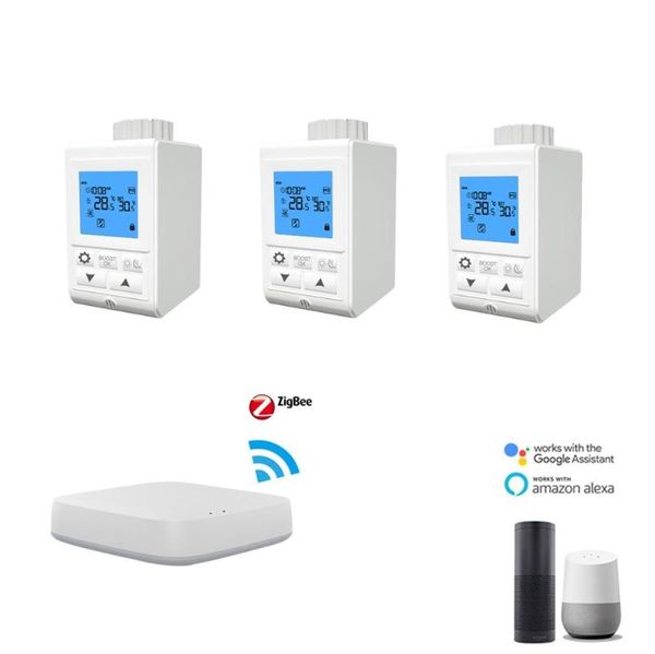 

smart home control zigbee trv thermostatic radiator valve controller thermostat remote voice works with alexa google